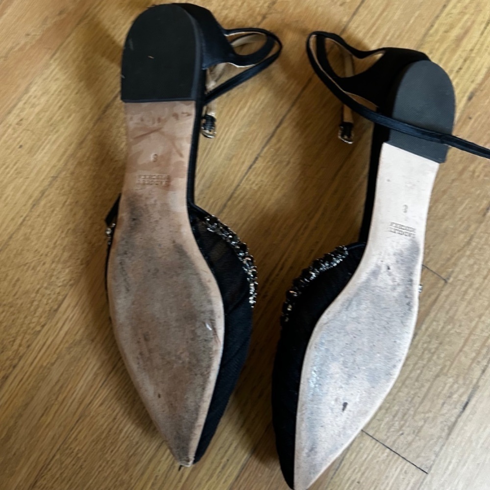 Badgley Mischka Evelynn Tulle Ankle-Strap Ballerina Flats - Picture 3 of 4